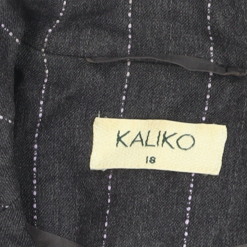 Kaliko Women's Black Pinstripe Wool Jacket Size 18