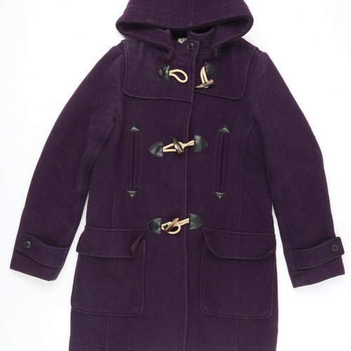 Marks and Spencer Purple Duffle Coat, Size 10, Hooded Winter Classic