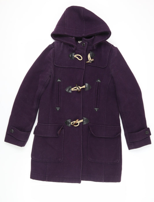 Marks and Spencer Purple Duffle Coat, Size 10, Hooded Winter Classic