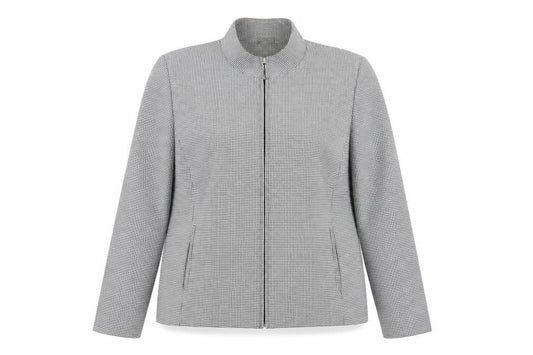 Front view of Berketex Women's Black Check Tweed Jacket, size 18, Elegant and Sophisticated