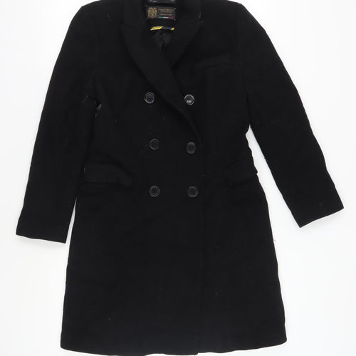 Zara Women Black Wool-Mix Long Coat Size M