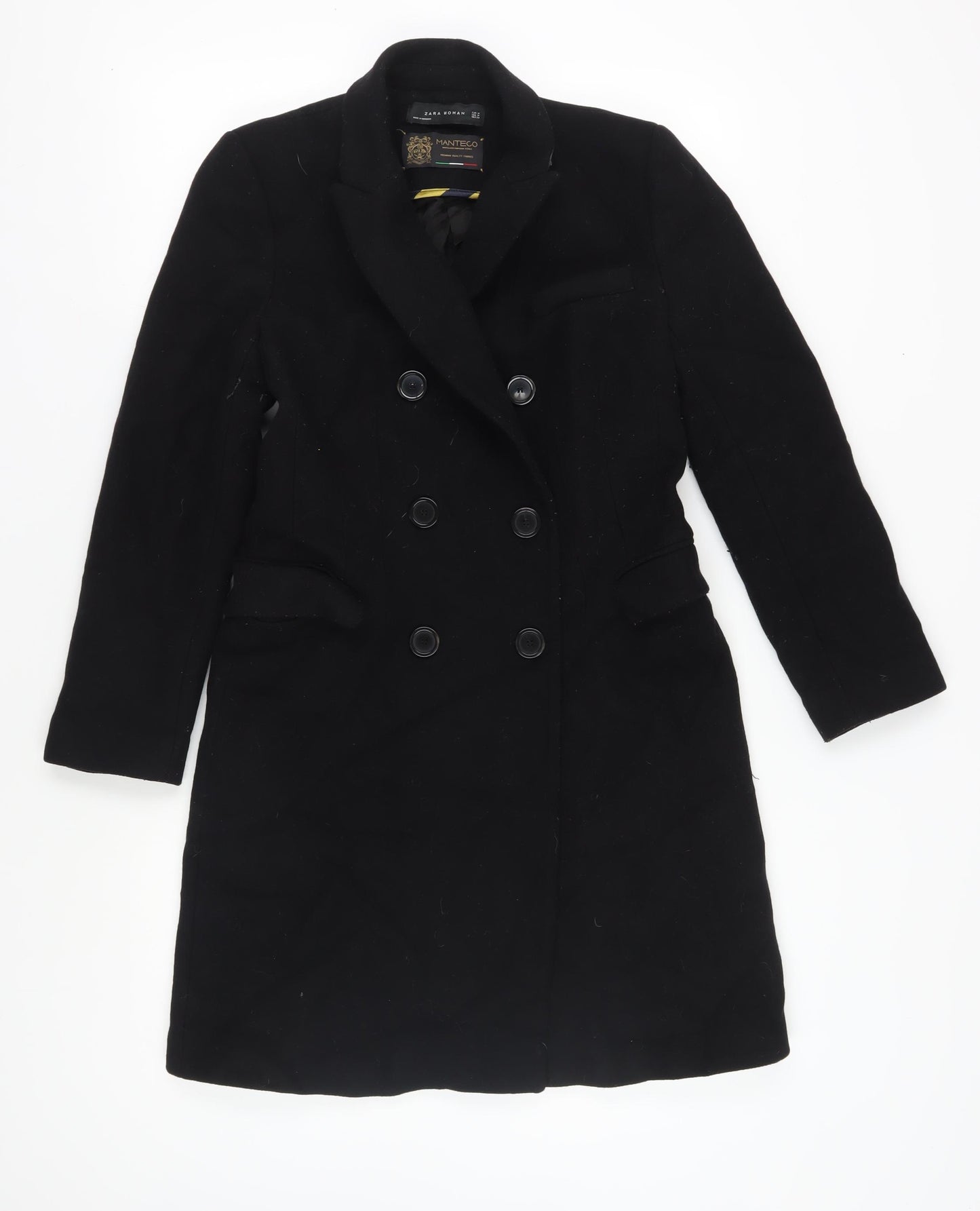 Zara Women Black Wool-Mix Long Coat Size M