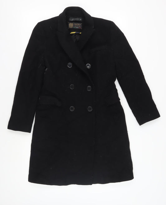 Zara Women Black Wool-Mix Long Coat Size M