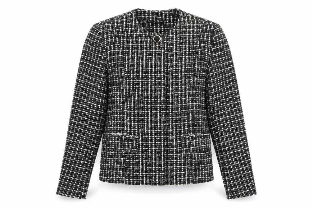 Front view of Joella Di Marco Women's Black Bouclé Suit Jacket, size M