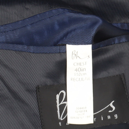 BHS Men's Navy Blazer, Regular Fit, Size 40R, Formal Wear