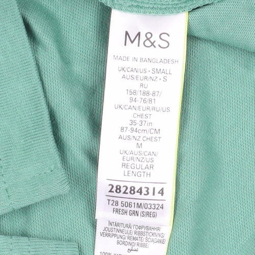 Marks and Spencer Men's Green Colourblock T-Shirt, S