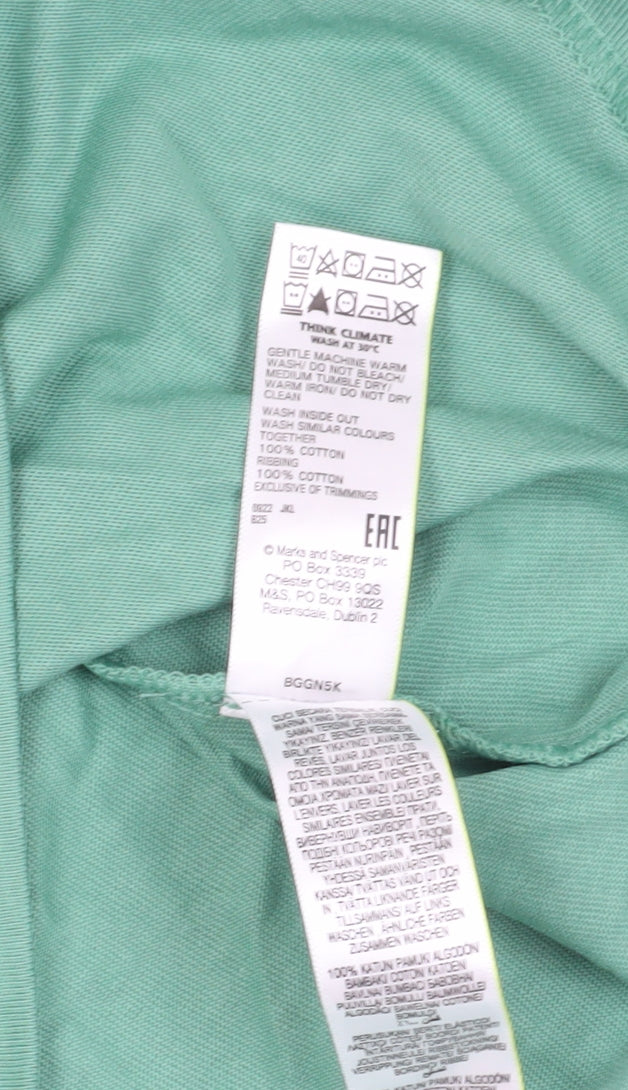 Marks and Spencer Men's Green Colourblock T-Shirt, S