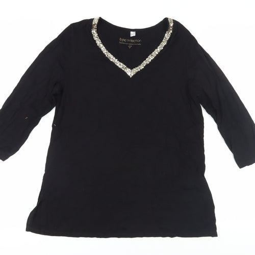 bpc selection Women's Black Tunic M with Sequin V-Neck