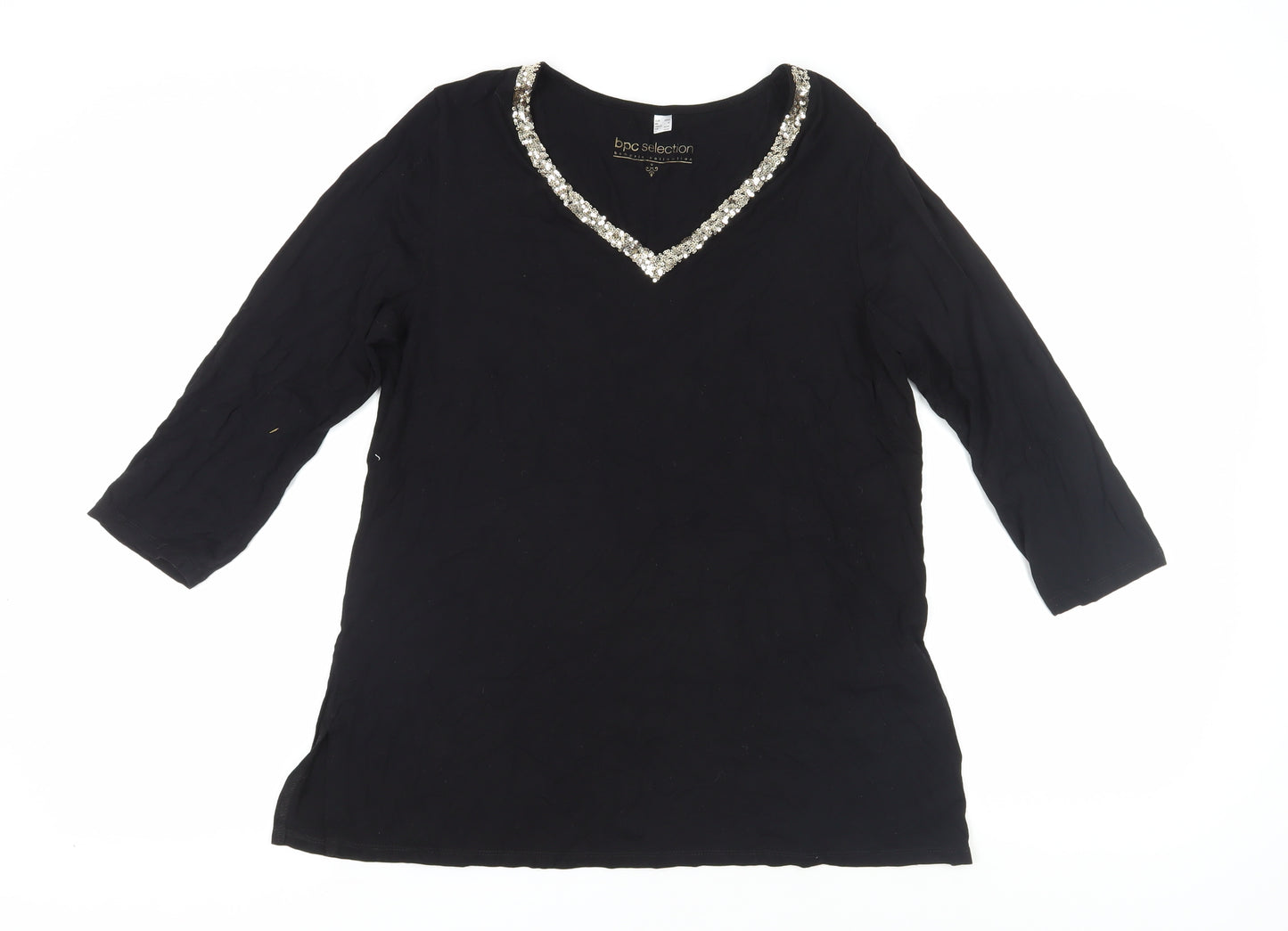 bpc selection Women's Black Tunic M with Sequin V-Neck