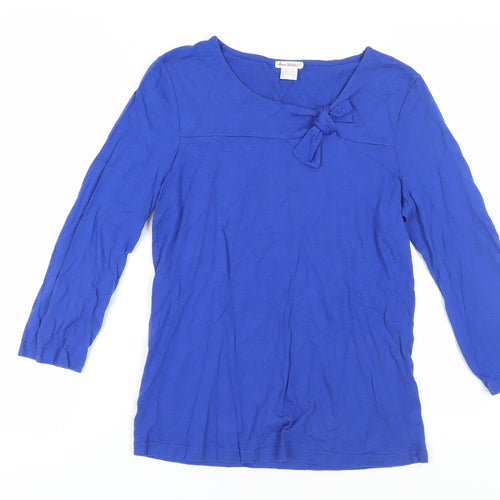 Anne Weyburn Women's Blue Blouse UK 14/16 with Bow Accent