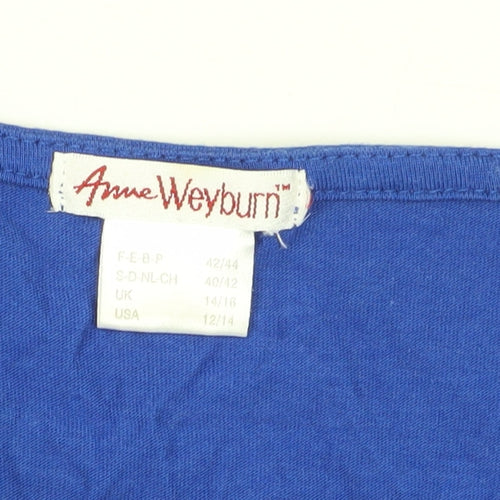 Anne Weyburn Women's Blue Blouse UK 14/16 with Bow Accent