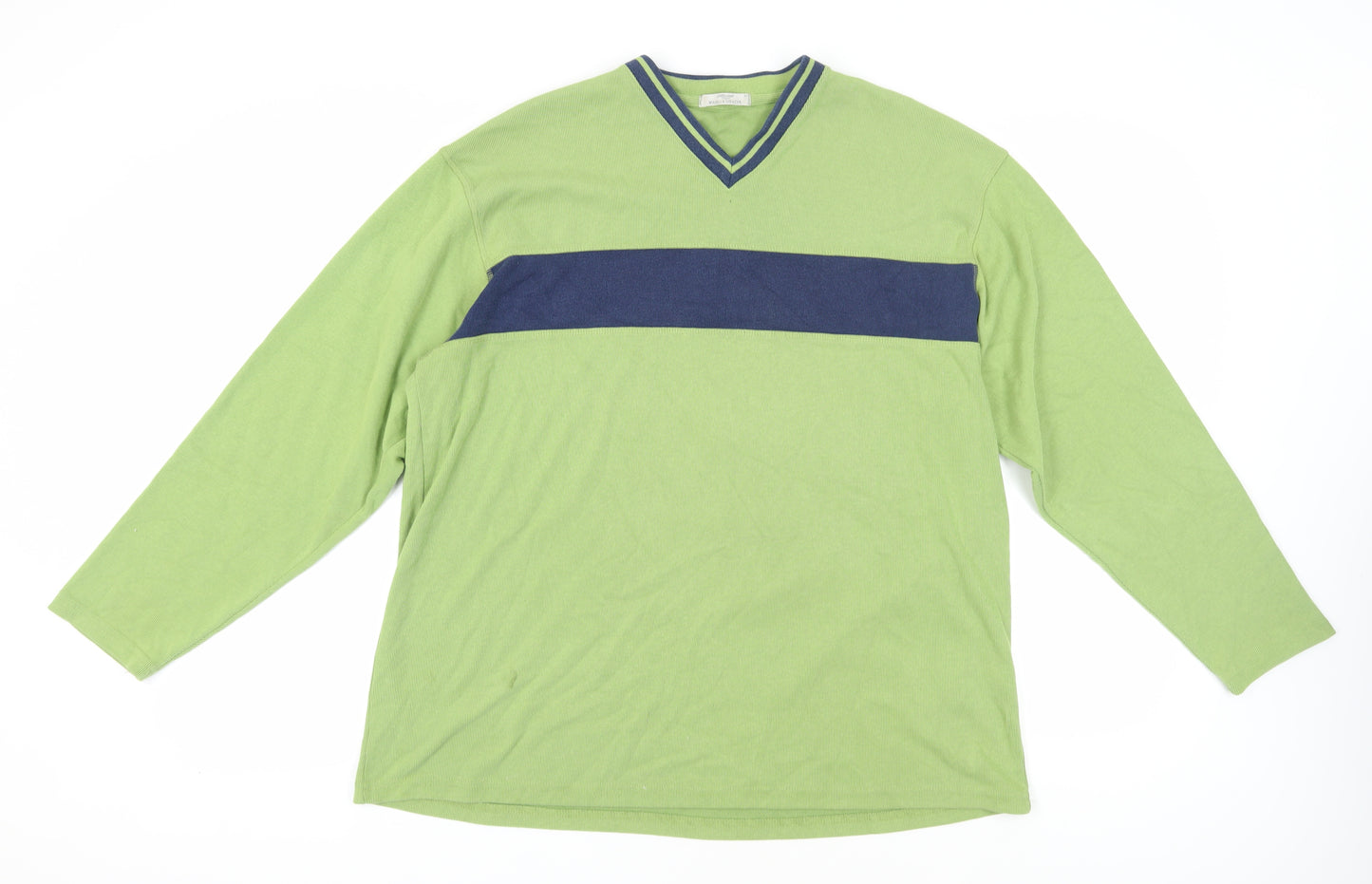 Marks and Spencer Men’s Green XL V-Neck T-Shirt