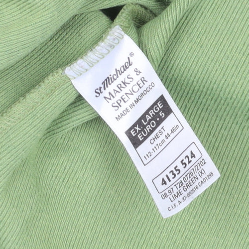 Marks and Spencer Men’s Green XL V-Neck T-Shirt