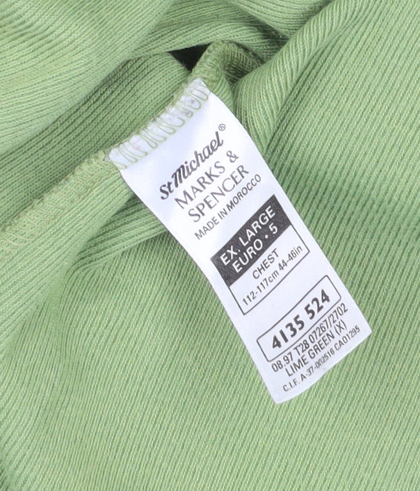Marks and Spencer Men’s Green XL V-Neck T-Shirt