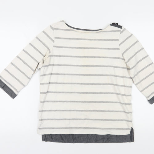 Next Women's Ivory Striped Blouse Size 12 Elegant Boat Neck