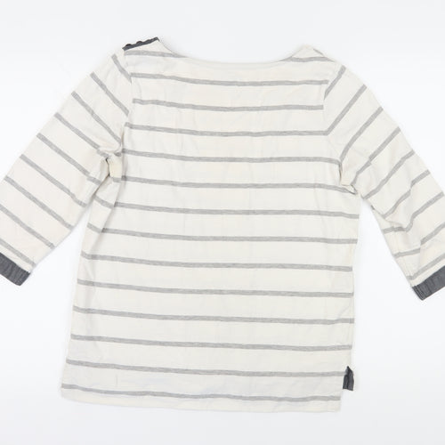 Next Women's Ivory Striped Blouse Size 12 Elegant Boat Neck