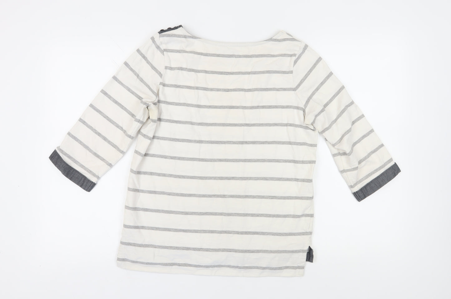 Next Women's Ivory Striped Blouse Size 12 Elegant Boat Neck
