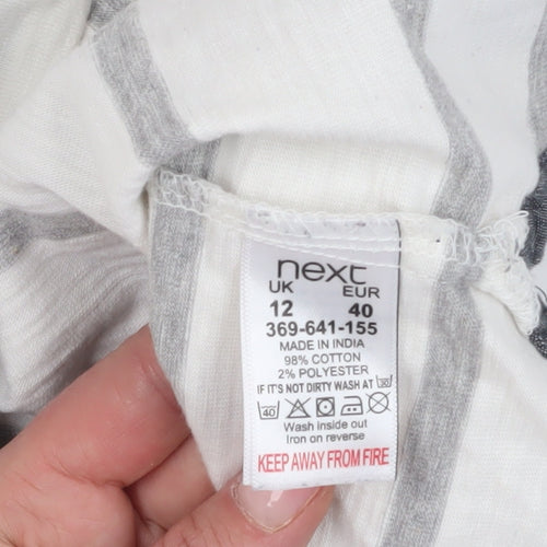Next Women's Ivory Striped Blouse Size 12 Elegant Boat Neck