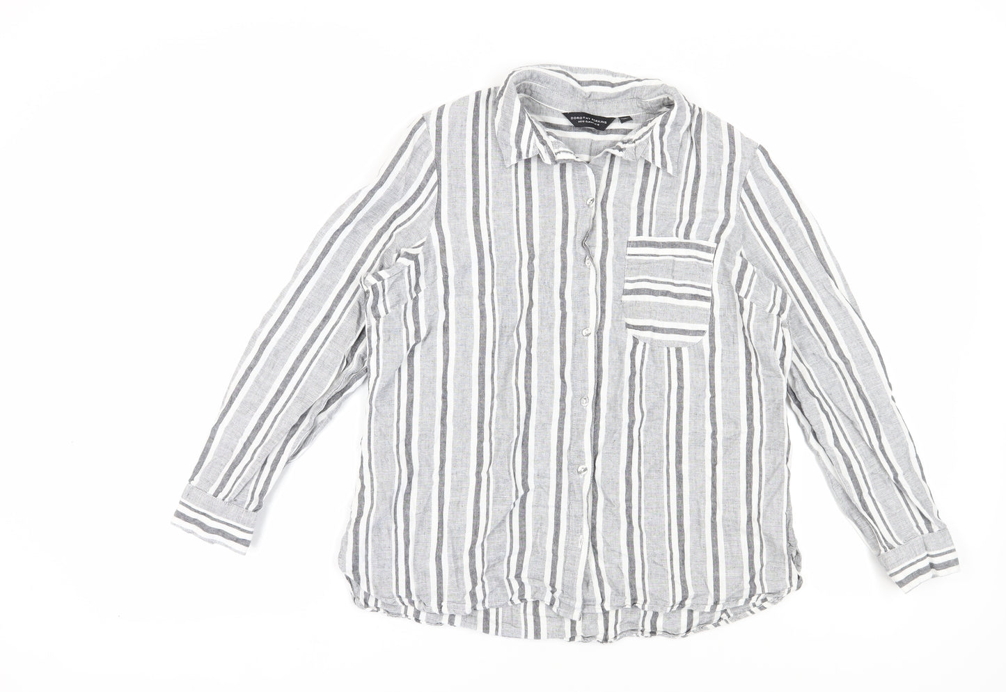 Dorothy Perkins Women's Grey Striped Button-Up Shirt