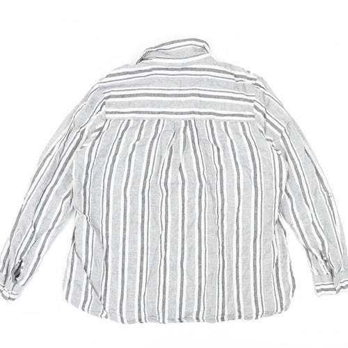 Dorothy Perkins Women's Grey Striped Button-Up Shirt