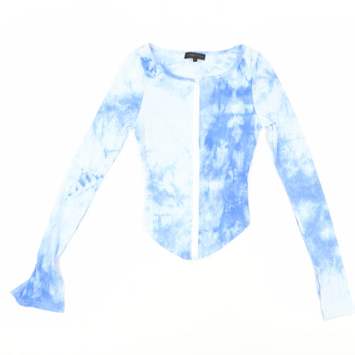 Love & Other Things Women's Blue Tie-Dye Cropped Blouse Size 10