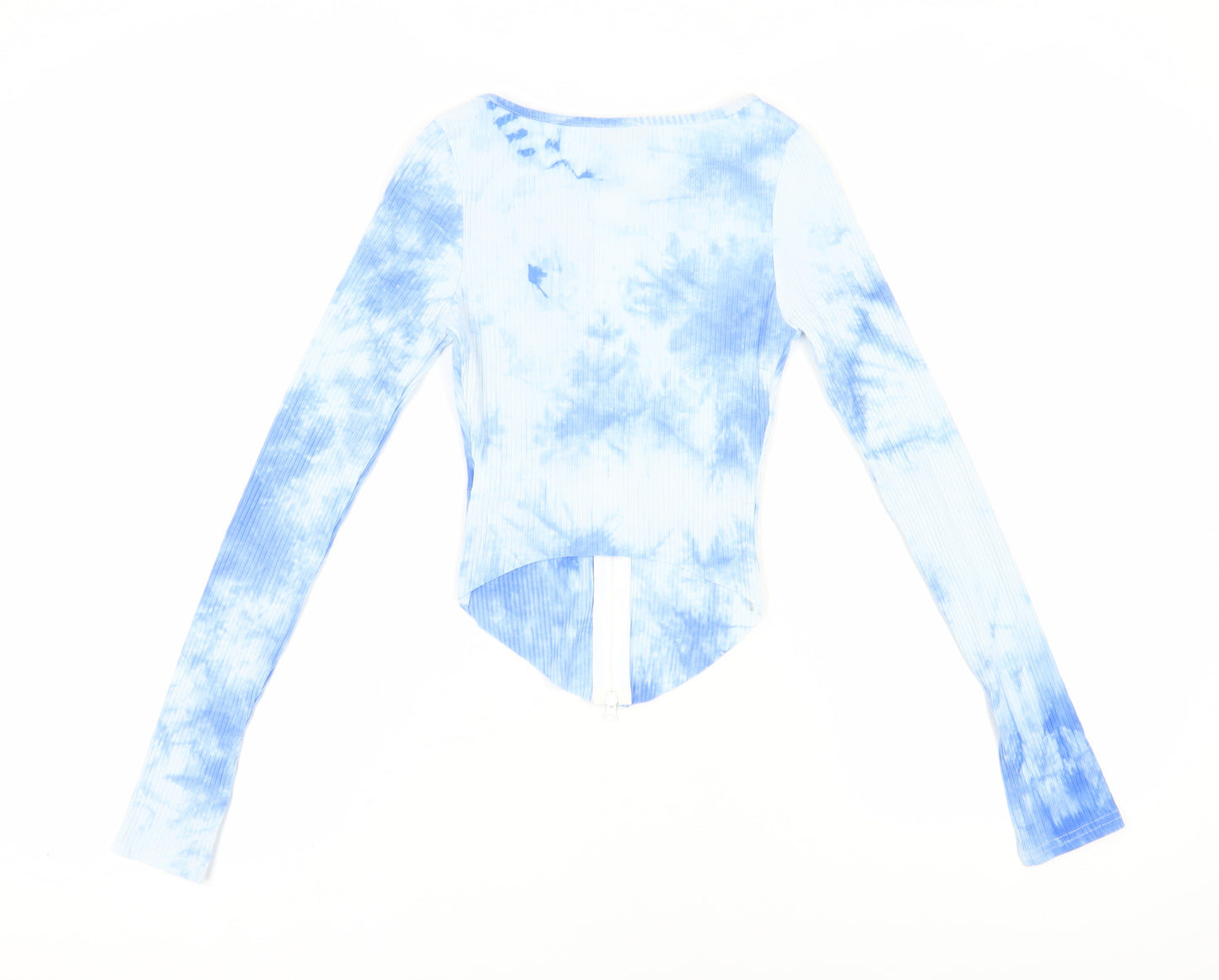 Love & Other Things Women's Blue Tie-Dye Cropped Blouse Size 10
