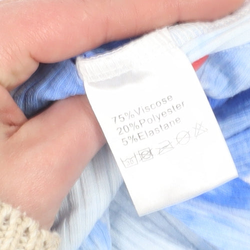 Love & Other Things Women's Blue Tie-Dye Cropped Blouse Size 10
