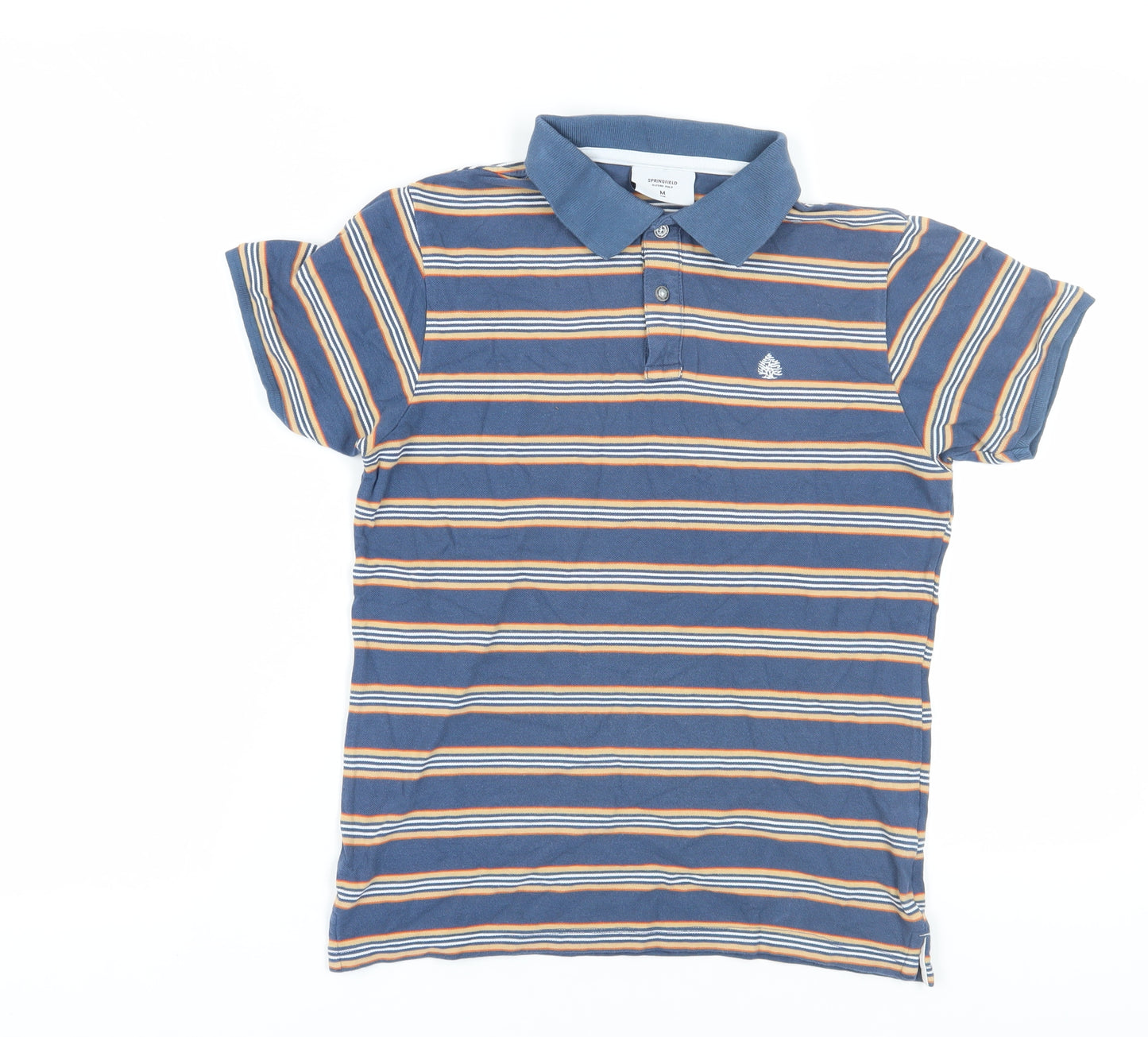 Springfield Men's Blue Striped Polo Shirt M