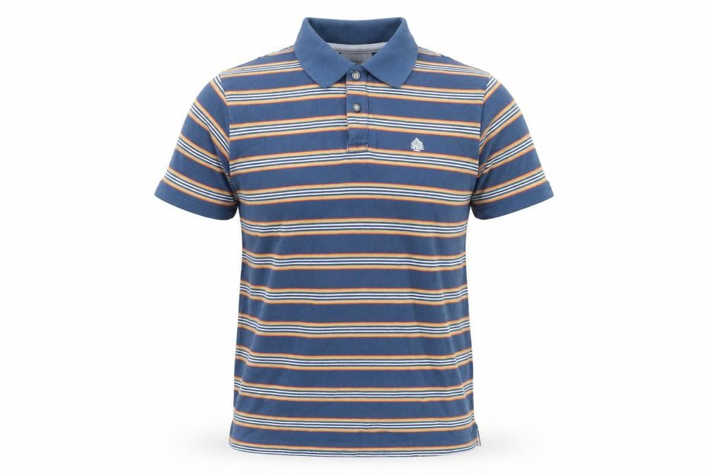 Front view of Springfield Men's Blue Striped Polo Shirt M