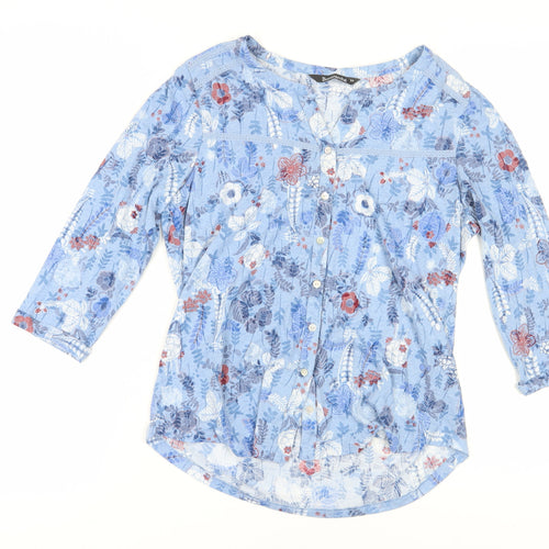 Bonmarché Women's Blue Floral Tunic Blouse Size 14