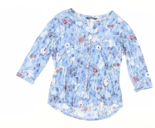 Bonmarché Women's Blue Floral Tunic Blouse Size 14