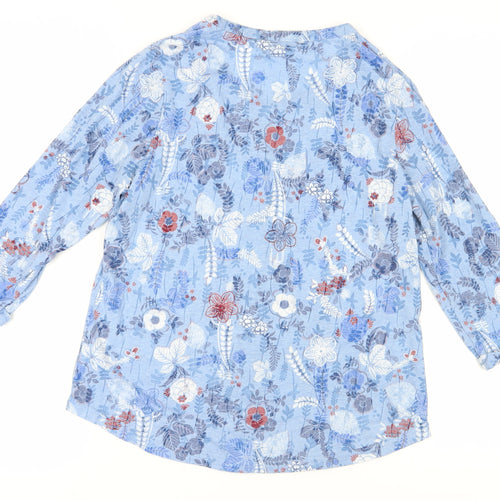 Bonmarché Women's Blue Floral Tunic Blouse Size 14