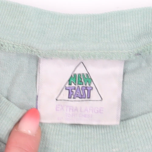 New Fast Men's Green Star Print T-Shirt XL