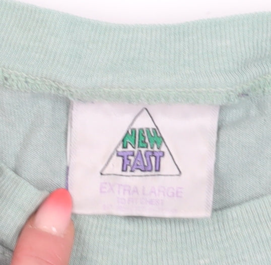 New Fast Men's Green Star Print T-Shirt XL