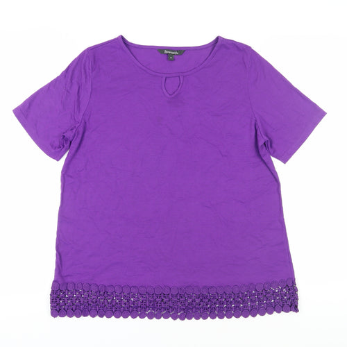 Bonmarche Women's Purple T-Shirt Size 16 with Crochet Accent