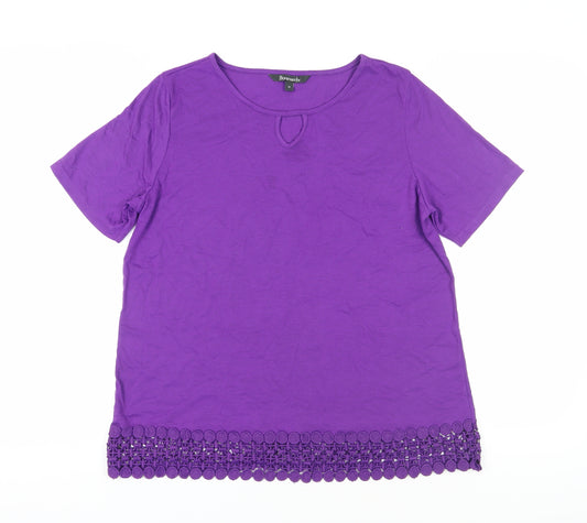 Bonmarche Women's Purple T-Shirt Size 16 with Crochet Accent