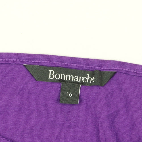 Bonmarche Women's Purple T-Shirt Size 16 with Crochet Accent