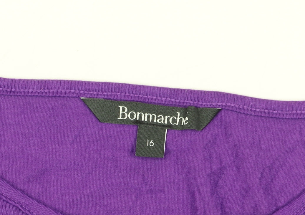 Bonmarche Women's Purple T-Shirt Size 16 with Crochet Accent