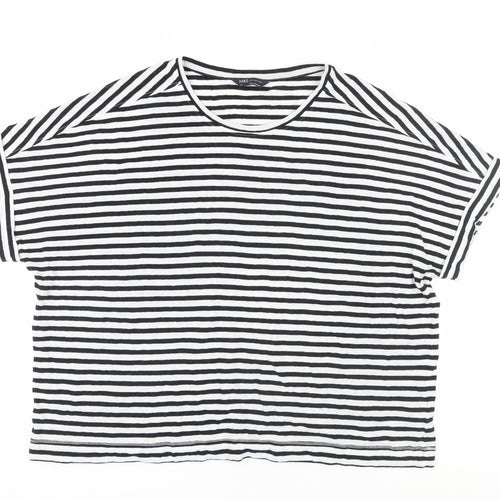 Marks and Spencer Women's Black Striped Relaxed T-Shirt