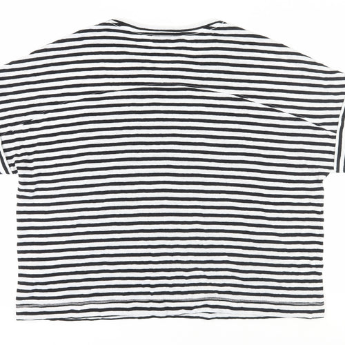 Marks and Spencer Women's Black Striped Relaxed T-Shirt