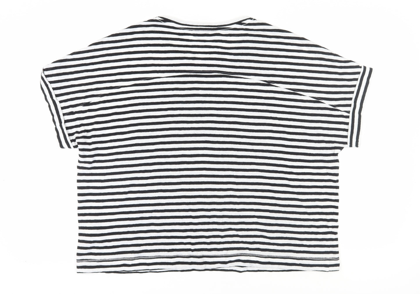 Marks and Spencer Women's Black Striped Relaxed T-Shirt