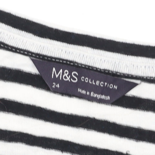 Marks and Spencer Women's Black Striped Relaxed T-Shirt