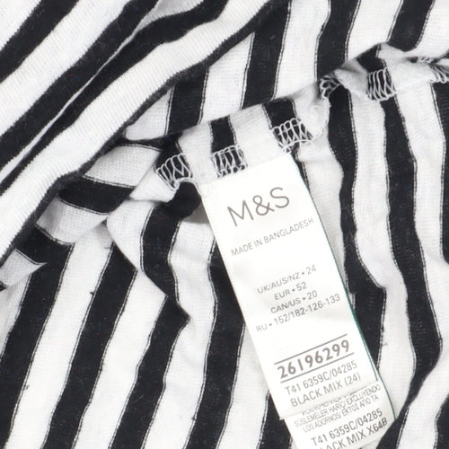 Marks and Spencer Women's Black Striped Relaxed T-Shirt