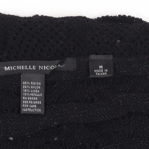 Michelle Nicol Women's Black Open-Knit Shrug, Size M