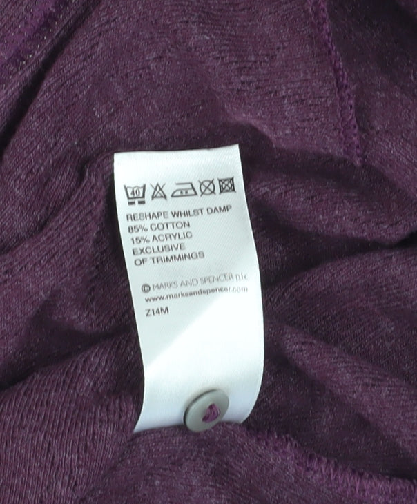 Marks & Spencer Women's Purple Cardigan, Size 12, V-Neck