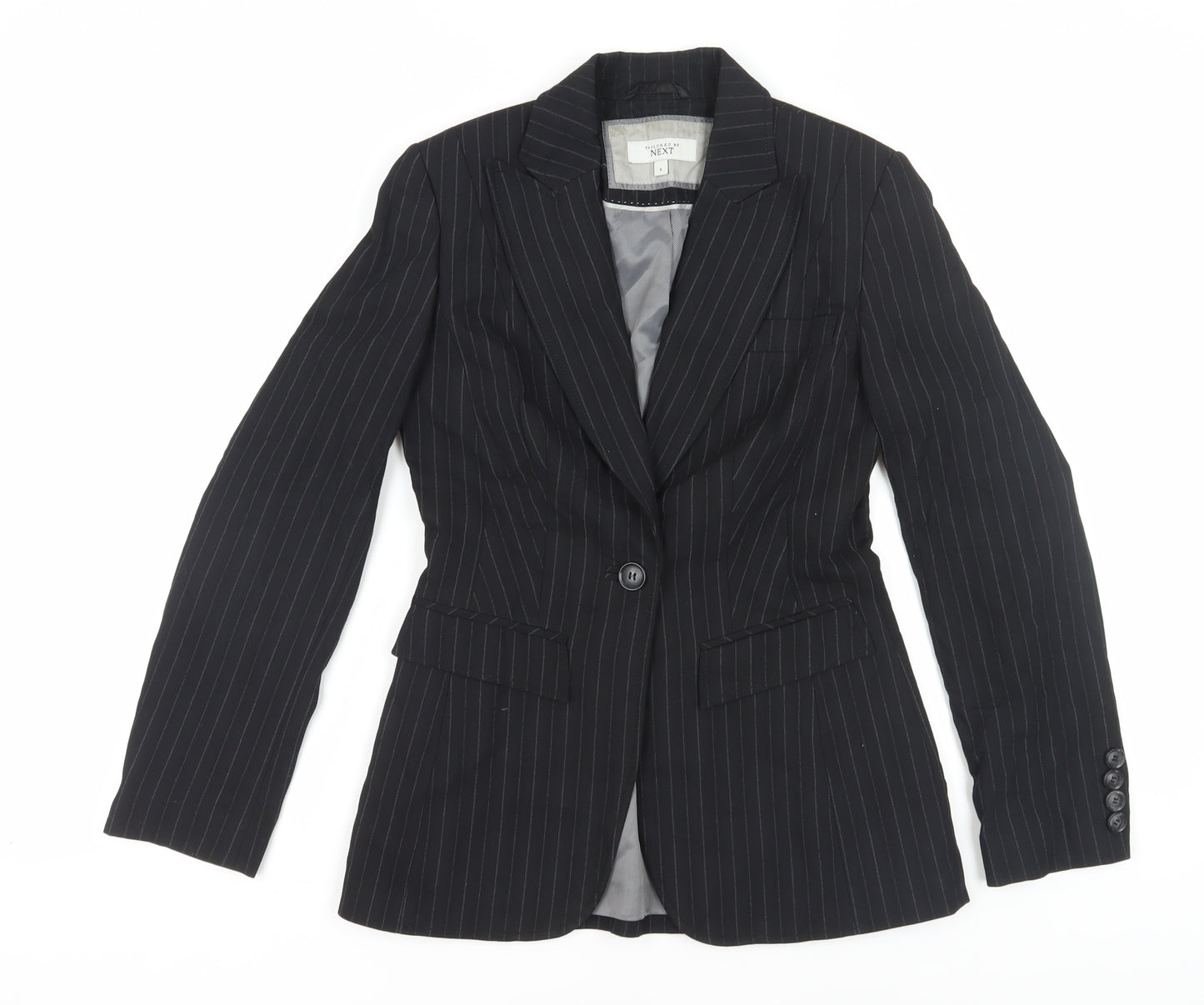 Next Women's Black Pinstripe Blazer Jacket Size 10