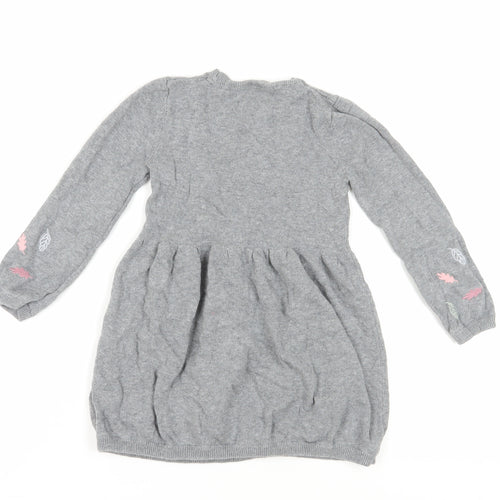 Nula Bug Girls Grey Animal Pattern A-Line Dress 3-4 Years