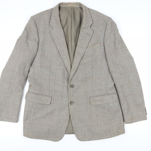 Four Seasons Men's Beige Tweed Blazer, 42R, Classic Fit