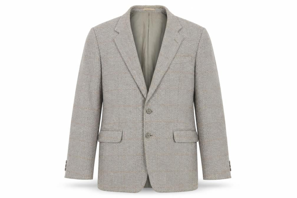 Four Seasons Men's Beige Tweed Blazer, 42R, Classic Fit