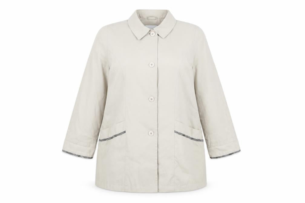 Front view of Holmewood Women's Beige Mid-Length Coat, size 18
